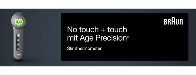 Braun No touch + touch Stirnthermometer mit Age Precision® Technologie, Black Edition, BNT400BWE
