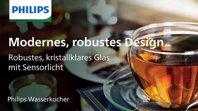 Philips 5000 series Series 5000 HD9339/80 Wasserkocher aus Glas – leicht, 1,7 Liter