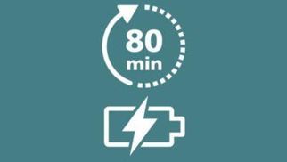 Bis zu 80 Minuten Akkulaufzeit