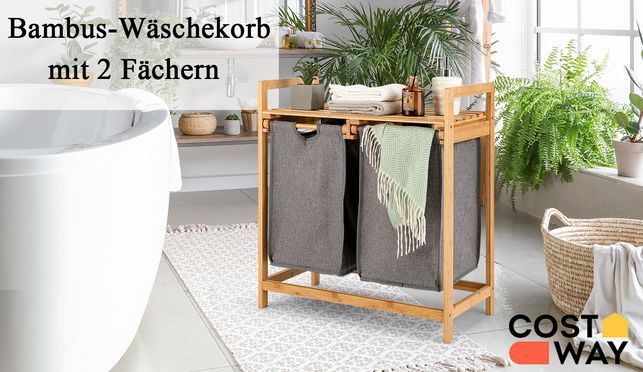 Wäschekorb 2 Fächer von COSTWAY