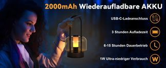 Eingebauter 2000mAh Akku und USB C Ladung