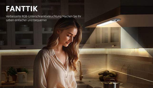 FANTTIK Neue verbesserte mehrfarbige Schrankleuchte