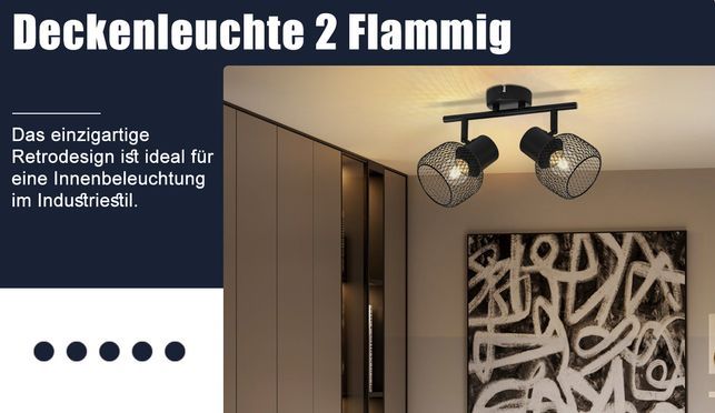 Deckenleuchte Vintage Deckenstrahler 2 Flammig 