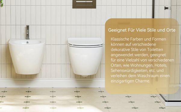 HOROW Hänge WC Set mit Bidet Toilette mit WC Sitz mit Absenkautomatik