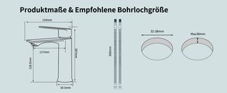 Maße & Bohrlochgröße der Waschtischarmatur