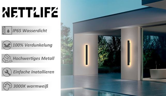 Nettlife 100CM Wandleuchte LED außen Wandlampe