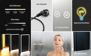 Alu LED Spiegelschrank Eckig