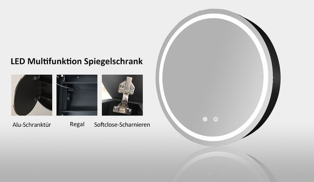 WDWRITTI LED Multifunktion Spiegelschrank mit Speicherfunktion IP44
