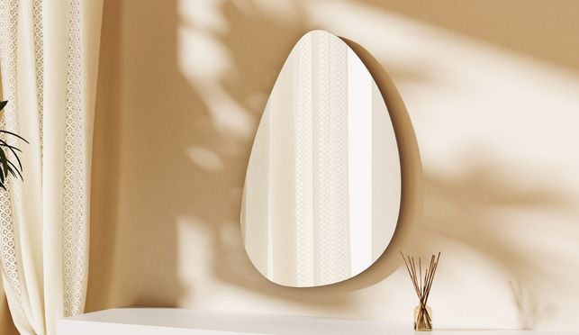 HOPIBATH Elegant Asymmetrischer Spiegel Wassertropfen 45x70cm 5mm HD Glas