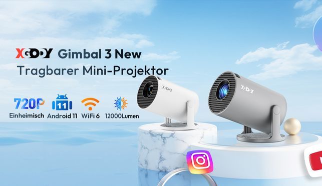 XGODY Gimbal 3S Tragbarer Mini projektor Smart Android 11 HD Beamer