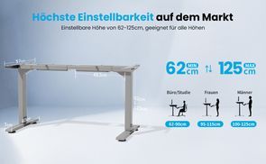 Extra großer Höhenverstellbereich