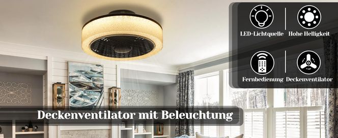NETTLIFE Deckenventilator mit Beleuchtung und Fernbedienung
