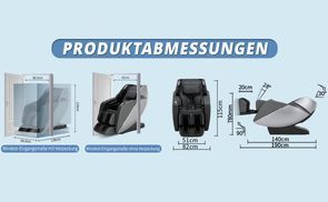 Produkt Abmessungen für Massagesessel