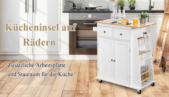 Küchenwagen mit Arbeitsplatte von COSTWAY