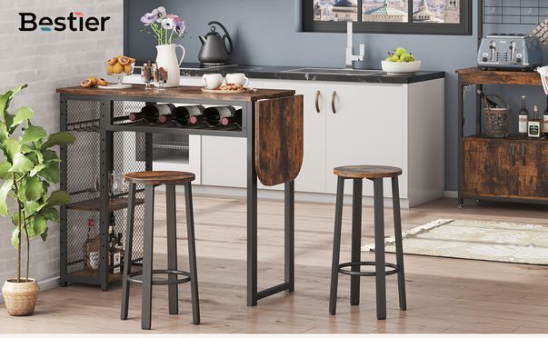 Bestier Klappbarer Bartisch mit 2 Hockern – Vielseitig & platzsparend