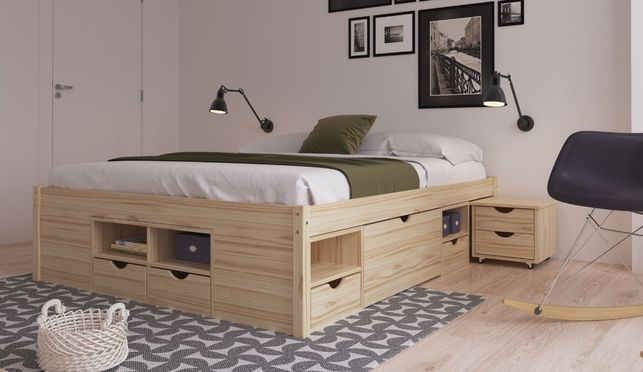 Platzsparend und praktisch: Das Funktionsbett Claas aus Massivholz
