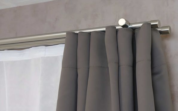 20 mm Innenlauf Gardinenstange 2 läufig aus Aluminium in der Farbe Edelstahl