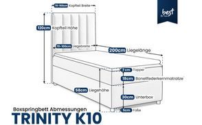Abmessungen des einzelnen bonnell federkerbetts Trinity K 10