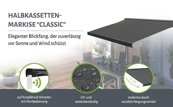empasa Kassettenmarkise „CLASSIC“ – Komfortabler Sonnenschutz für Balkon & Terrasse
