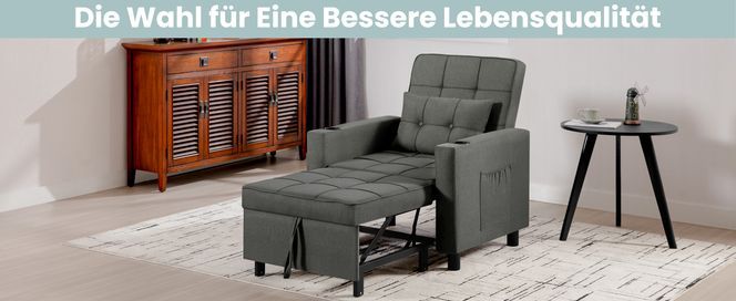 WOLTU Schlafsessel, Relaxsessel Bettsessel Gästebett 3 in 1, Klappsessel mit Schlaffunktion