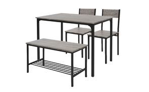 Modernes Ess Set: Eiche Grau und schwarzes Metall