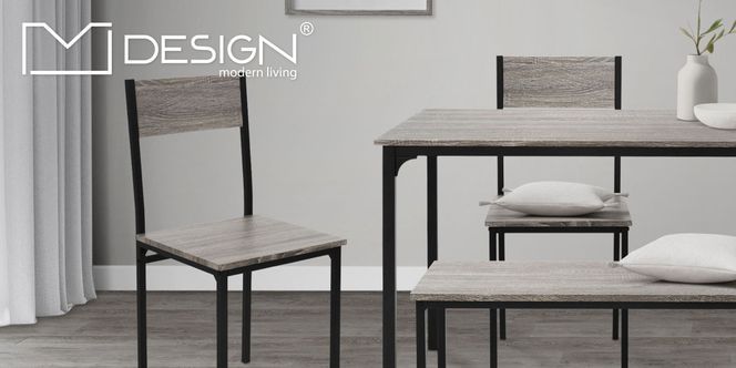 ML Design Esstisch Set 4 teilig in Eiche Grau
