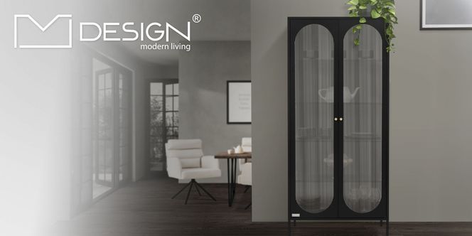ML Design Vitrinenschrank 80 x 175 x 40 cm in Schwarz