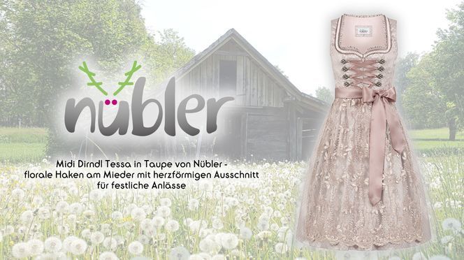 Dirndl midi Tessa in Taupe von Nübler für festliche Anlässe: