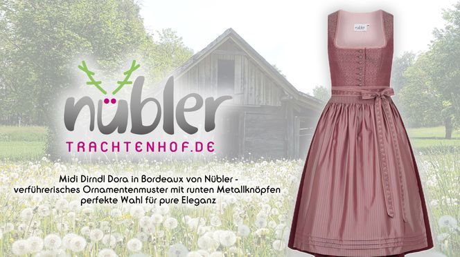 Midi Dirndl Dora in Bordeaux von Nübler eine perfekte Wahl für pure Eleganz
