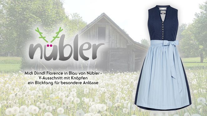 Midi Dirndl Florence in Blau von Nübler ein Blickfang für besondere Anlässe