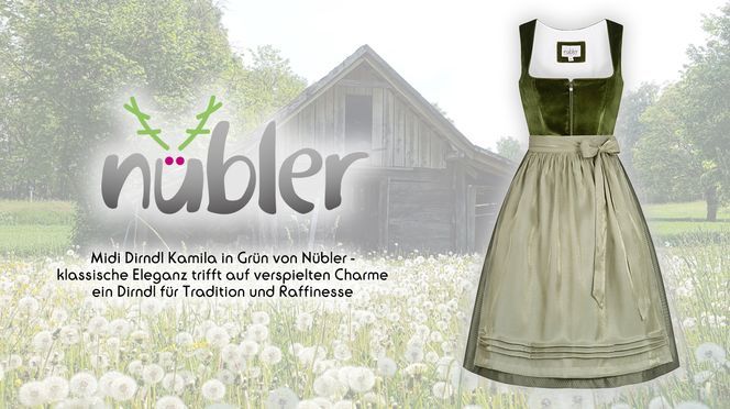 Midi Dirndl Kamila in Grün von Nübler ein Dirndl für Tradition und Raffinesse