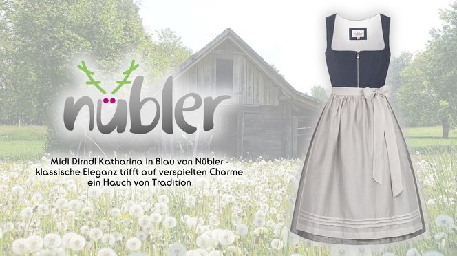 Midi Dirndl Katharina in Blau ein Hauch von Tradition