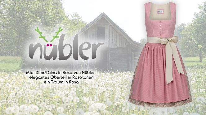 Midi Dirndl Gina in Rosa von Nübler – ein Traum in Rosa