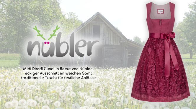 Midi Dirndl Gundi in Beere von Nübler traditionelle Tracht für festliche Anlässe