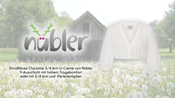 Dirndlbluse Charlotte 3/4 Arm in Creme Eleganz mit Perlenknöpfen