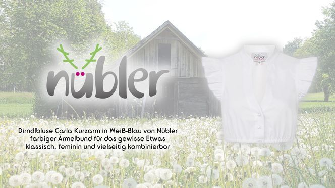 Dirndlbluse Carla in Weiß Blau von Nübler – klassisch, feminin und vielseitig kombinierbar