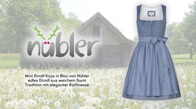 Mini Dirndl Kaja in Blau von Nübler Tradition mit eleganter Raffinesse