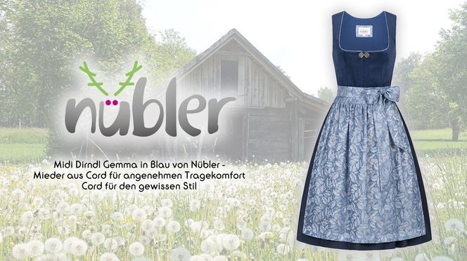 Midi Dirndl Gemma in Blau Cord für den gewissen Stil
