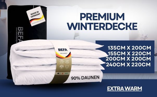Extra warme Winterdaunendecke mit 90 % Daunen Made in Germany