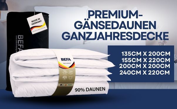 Kuschelweiche Gänsedaunendecke für alle Jahreszeiten Made in Germany