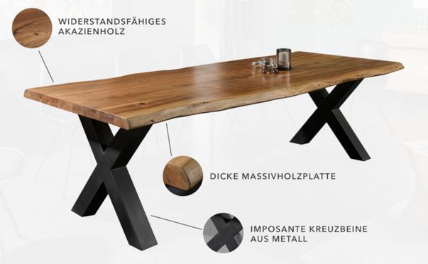 Dein neuer Baumkantentisch - aus massivem Akazienholz!