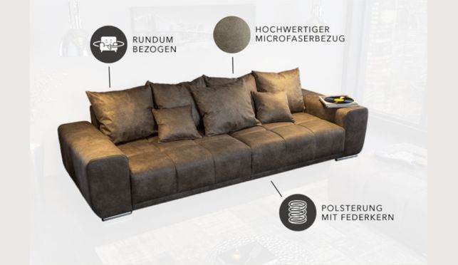Dein neues, elegantes Sofa - inkl. Kissen und Federkern!