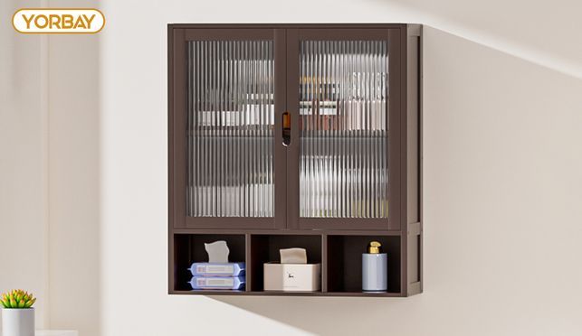Bambus Hängeschrank mit Magnetverschluss & verstellbaren Regalen
