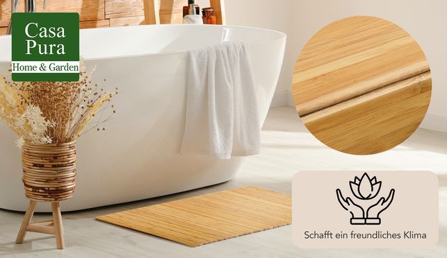 Badezimmermatte Emma: Zeitlose Eleganz aus 100 % Bambus 