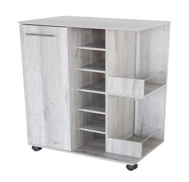 Better Home Weinschrank mit feststellbaren Rollen grau/marmoriert