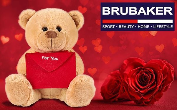 Süßer BRUBAKER 25 cm Teddy mit rotem Umschlag 