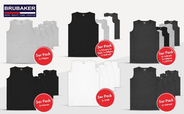 5er Pack BRUBAKER Herren Muskelshirts 