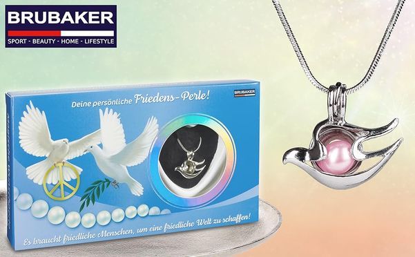 Wunschperle mit Anhänger in Form einer Friedenstaube
