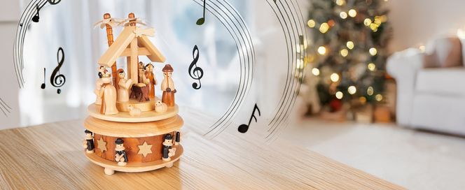 BRUBAKER Spieluhr aus Holz Weihnachtskrippe mit 