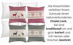 Karierte Kissenhüllen von wometo mit gestickten Motiven